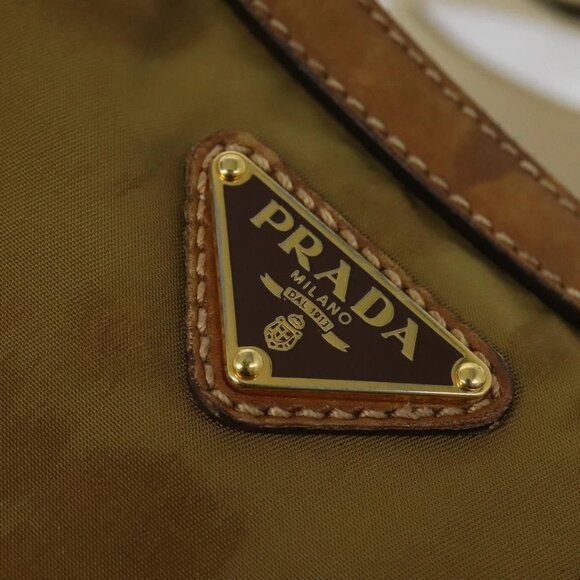 PRADA Shoulder Bag Nylon Leather Beige Gold Auth 140625 - Picture 14 of 16